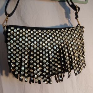 NWOT Black Pleather Blingy Purse